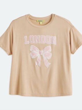 NWT Girls' Pink 'London' Bow Graphic Short Sleeve Tee
